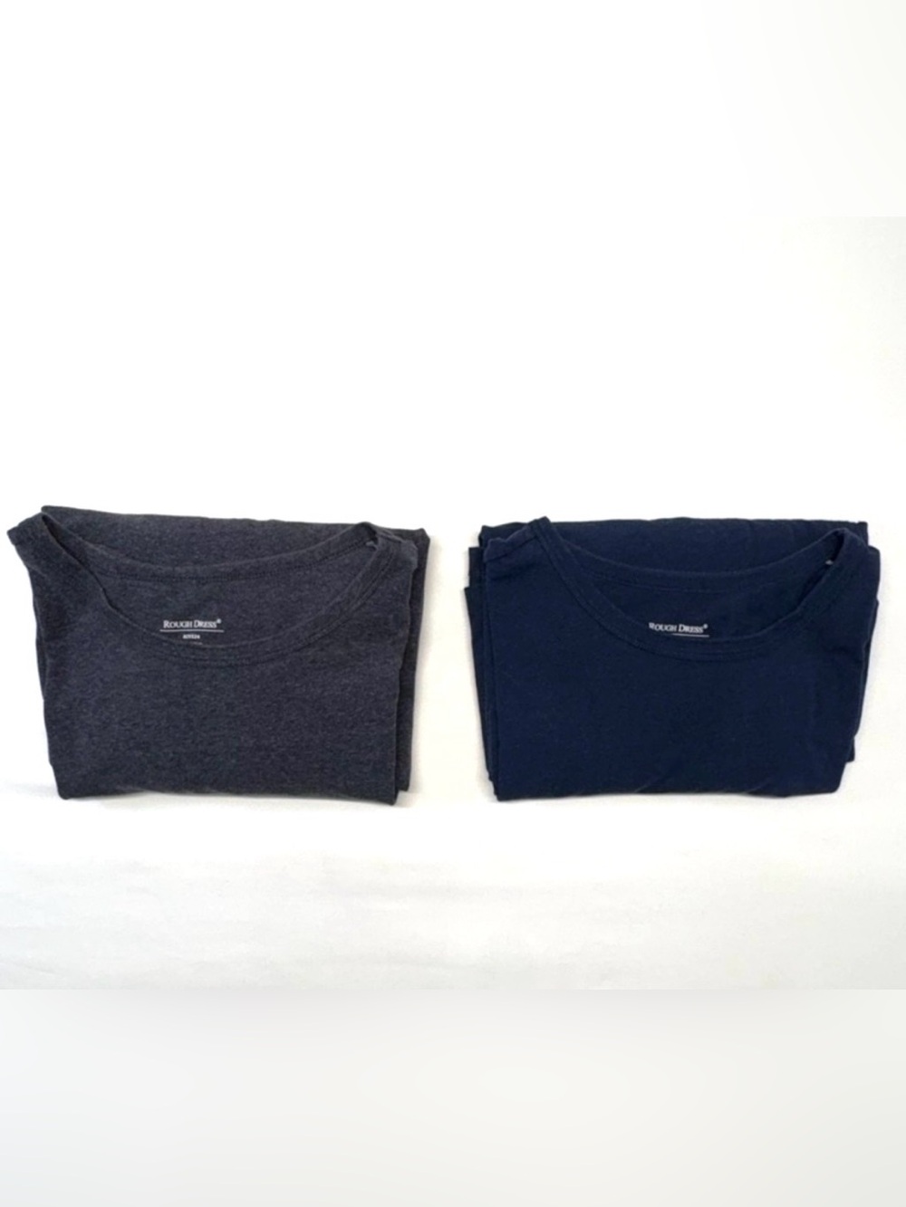 Bundle of 2 Rough-Brand Dress-Men's Long Sleeve Crew Tee-Charcoal & Navy Size XL